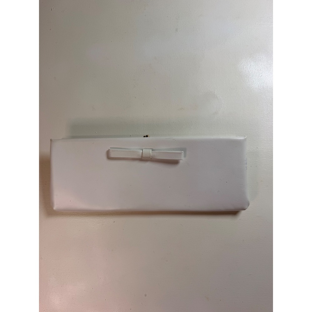 Dressy Clutch Bag Women Small White vintage Bow Vintage Kiss Lock Slim